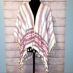 NWT Fringe 2 way poncho scarf